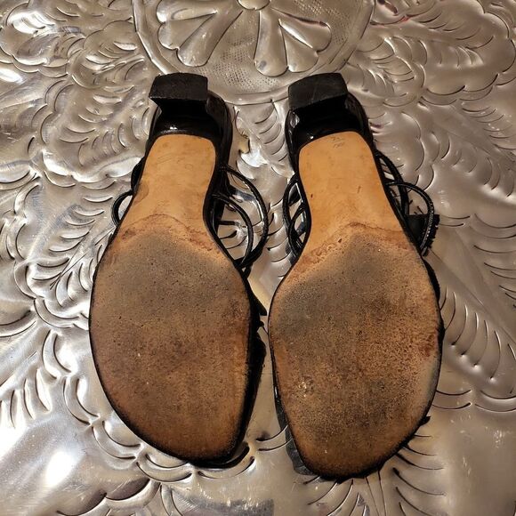 Stuart Weitzman size 6 b, blackw/ jewelry the side of each sandal, really pretty - Picture 6 of 6